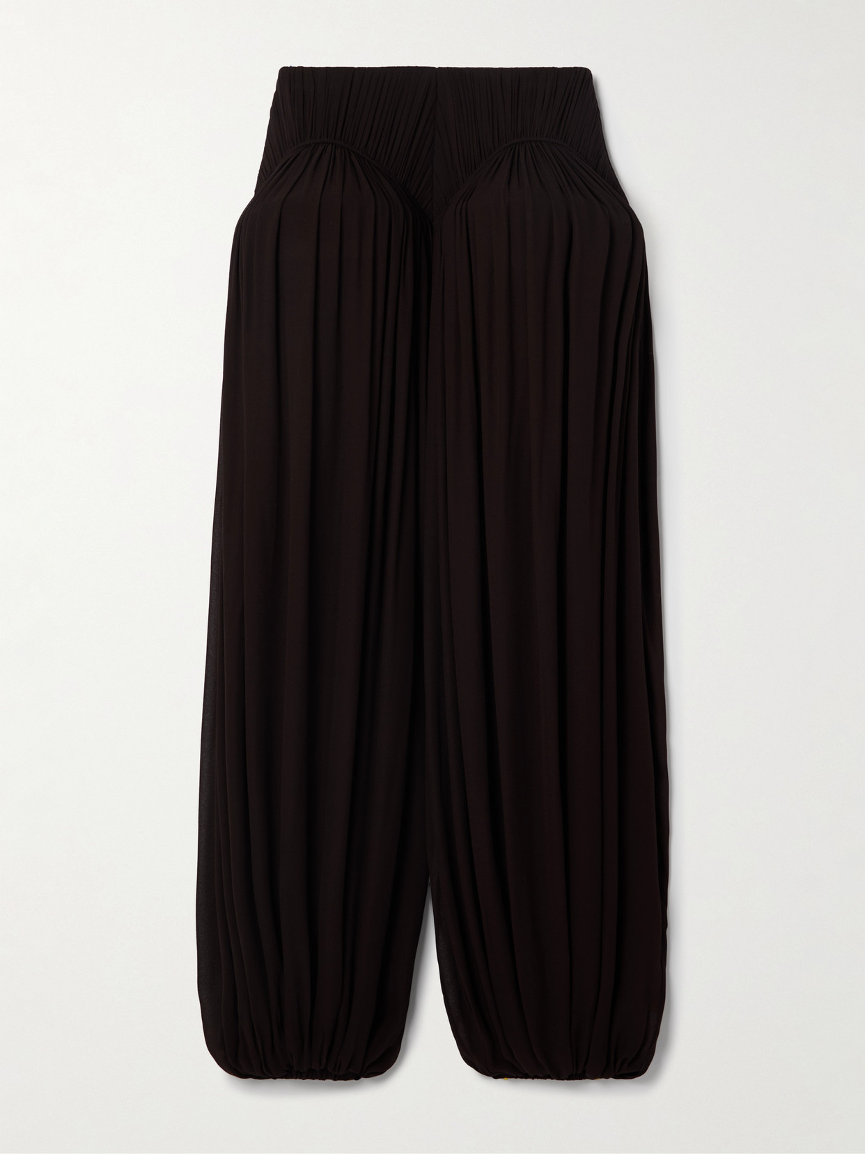 Alaïa Pleated Crepe Tapered Pants In Brown