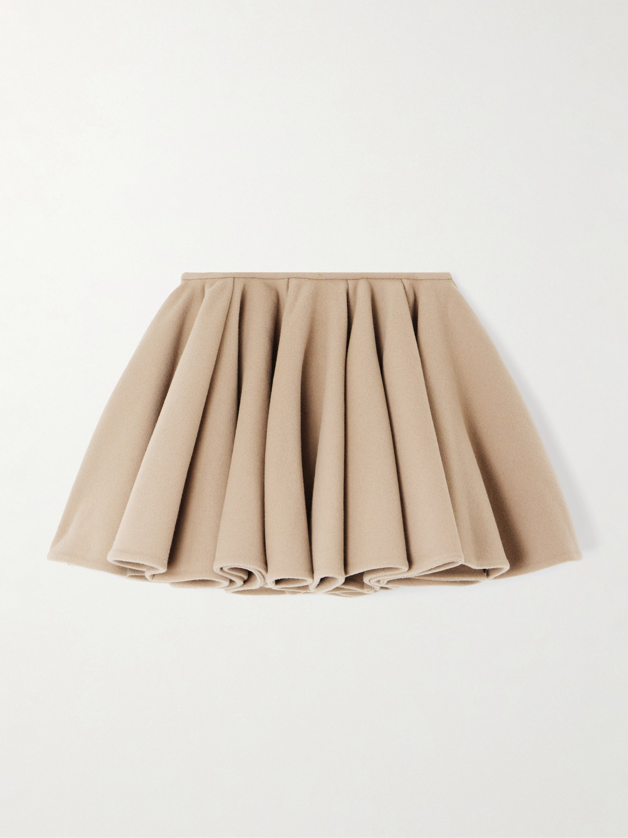 Alaïa Pleated Brushed Wool And Cashmere-blend Mini Skirt In Neutrals