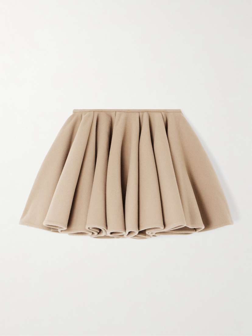 Alaïa Pleated Brushed Wool And Cashmere-blend Mini Skirt