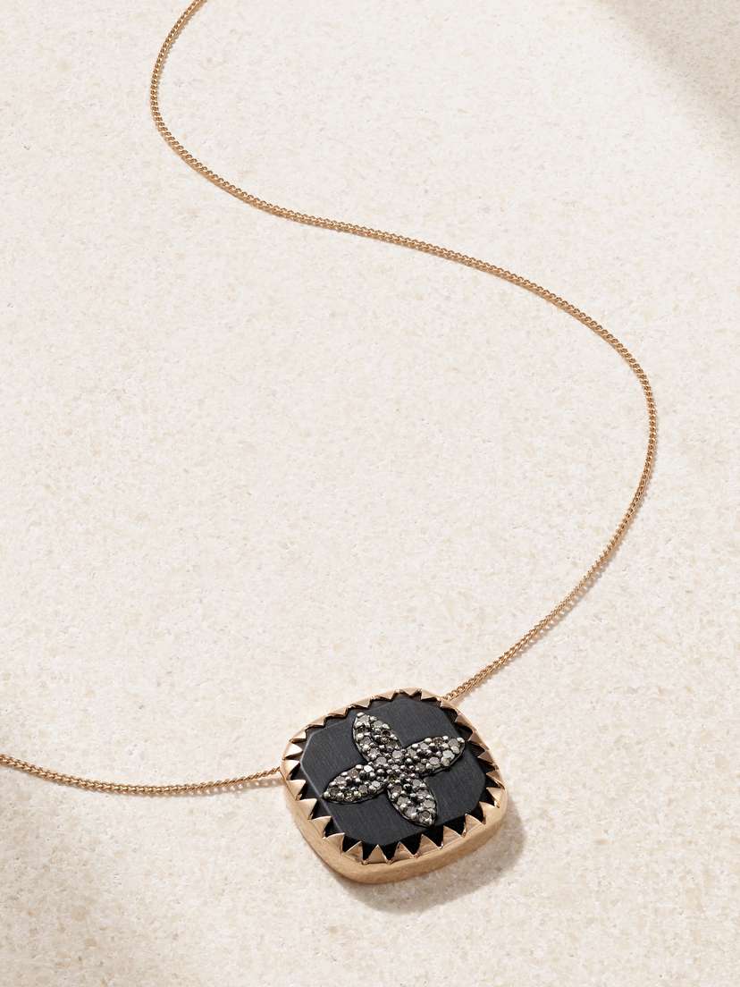 Pascale Monvoisin Bowie 14 And 9-karat Rose Gold, Bakelite And Diamond Necklace