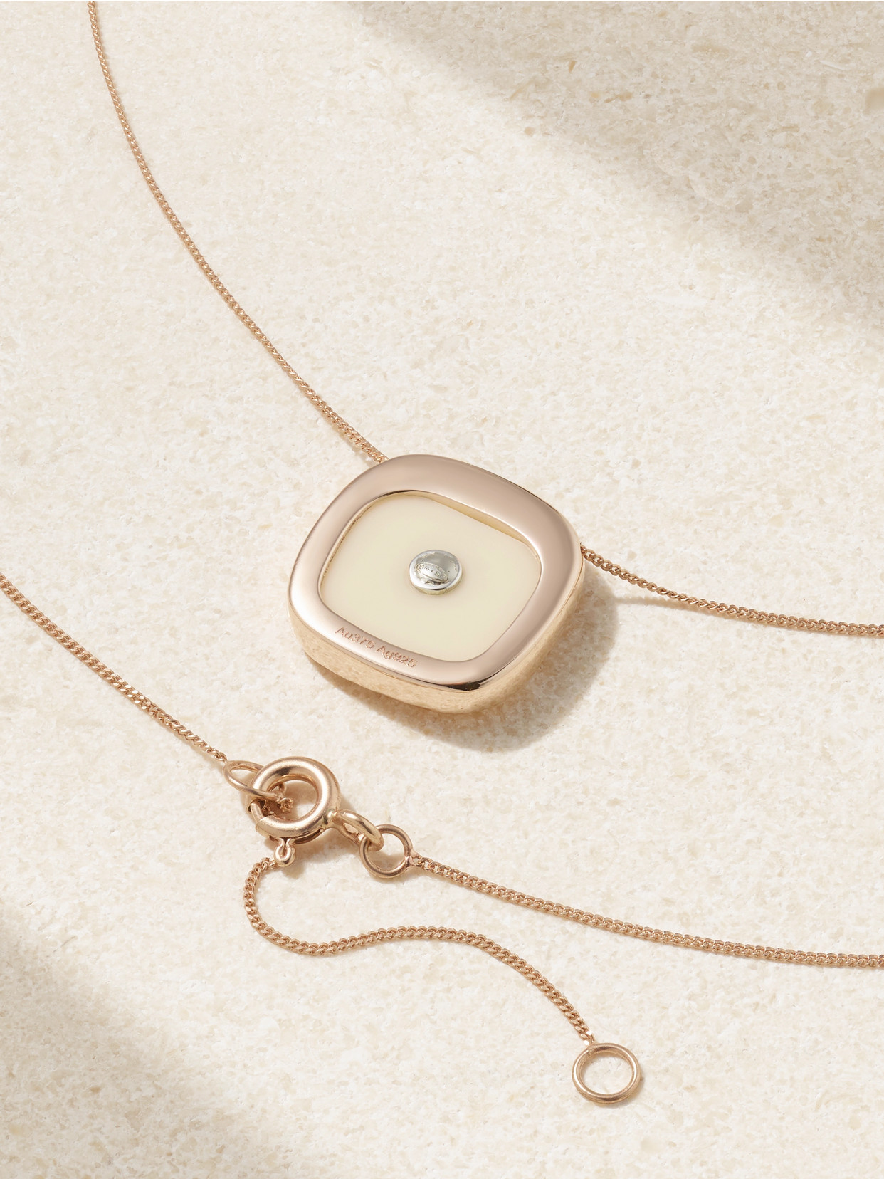 Pascale Monvoisin Bowie 14 And 9-karat Gold, Resin And Diamond Necklace In Cream