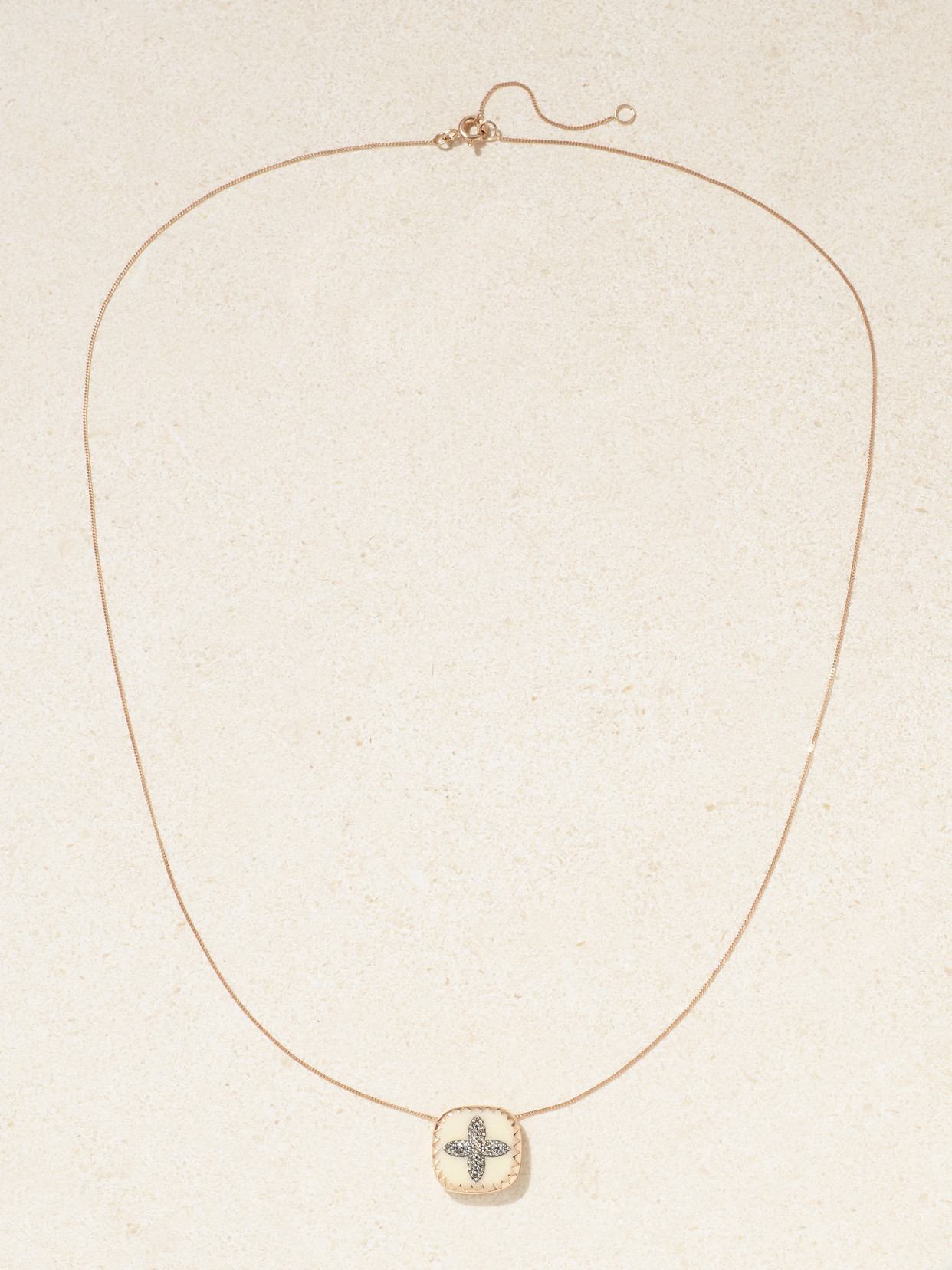 Pascale Monvoisin Bowie 14 And 9-karat Gold, Resin And Diamond Necklace In Cream