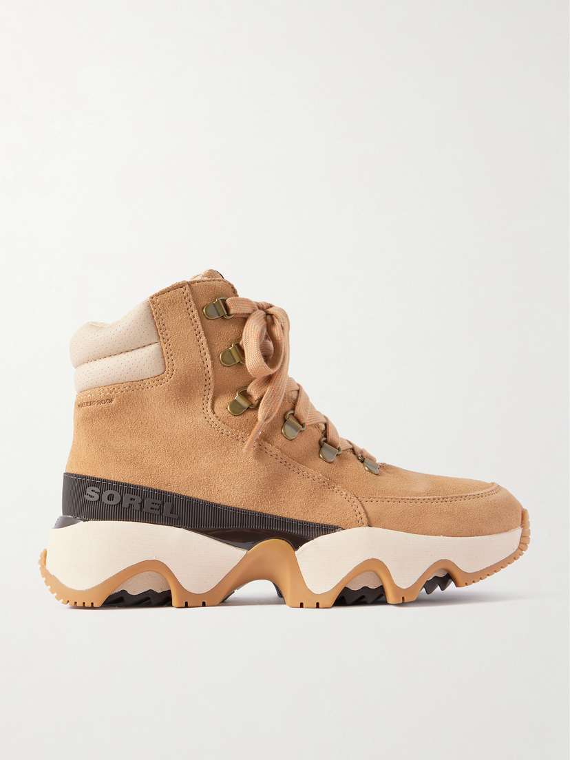 Sorel Kinetic™ Impact Conquest Plus Leather And Canvas-trimmed Suede Ankle Boots