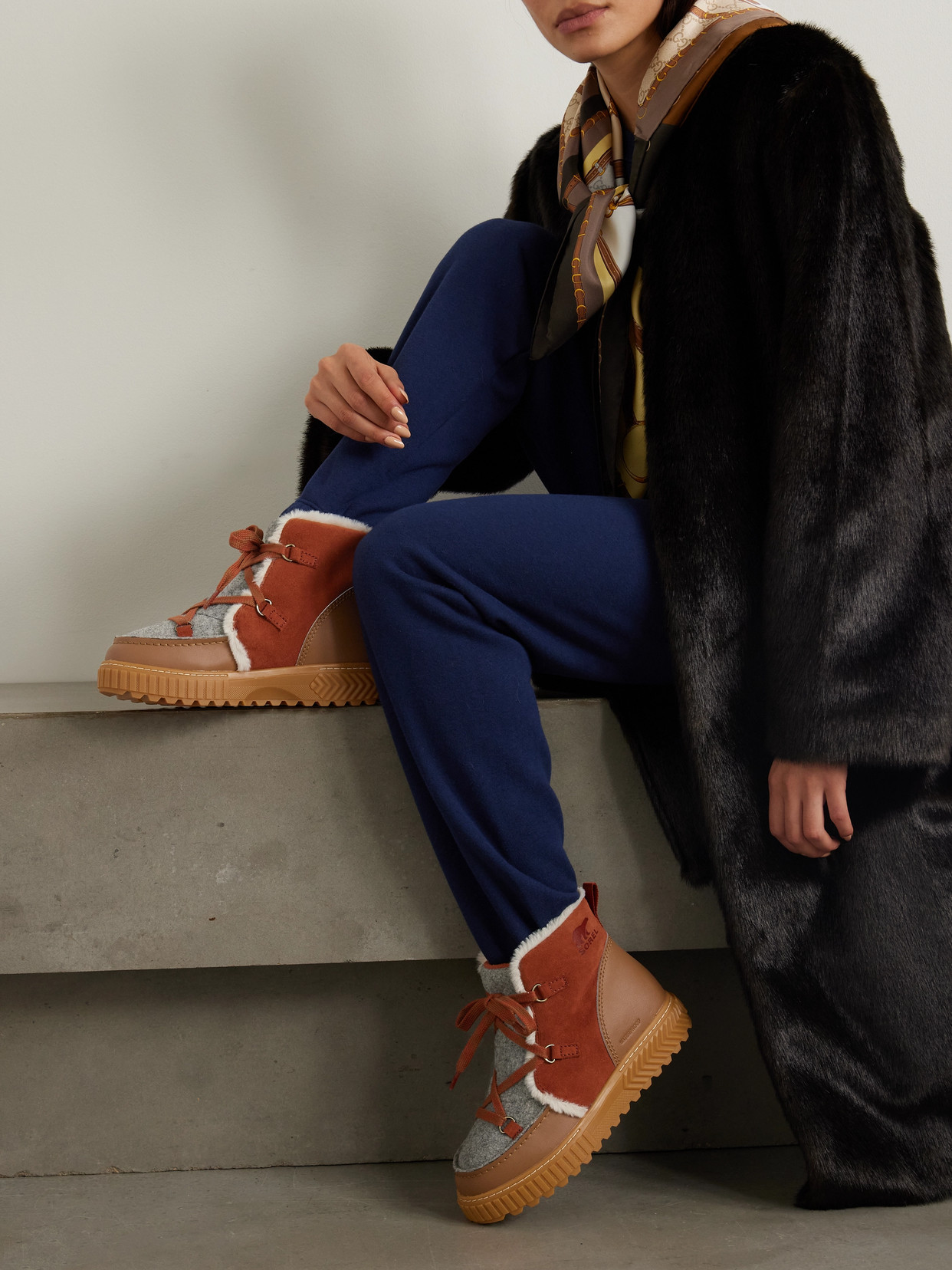 Ona Ave Alpine Faux Shearling-Trimmed Felt, Suede And Ankle Boots
