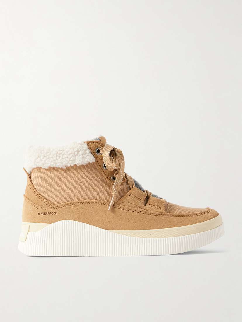 Sorel Out'n About Iv Faux Shearling And Felt-trimmed Suede And Canvas Ankle Boots