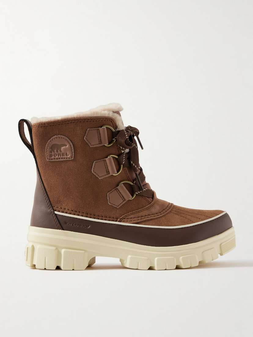 Sorel Tivoli™ Faux Shearling-lined Leather-trimmed Suede Ankle Boots