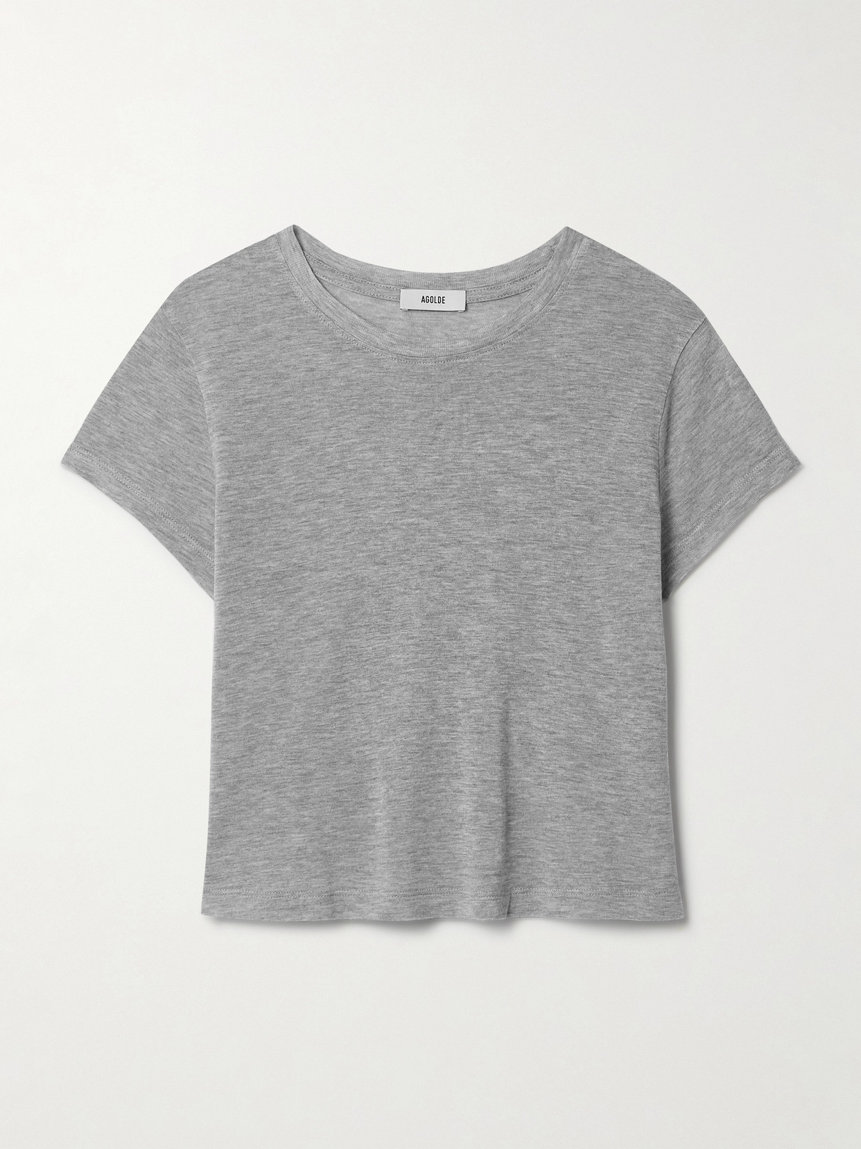 Agolde Adine Cropped Lyocell-jersey T-shirt In Gray