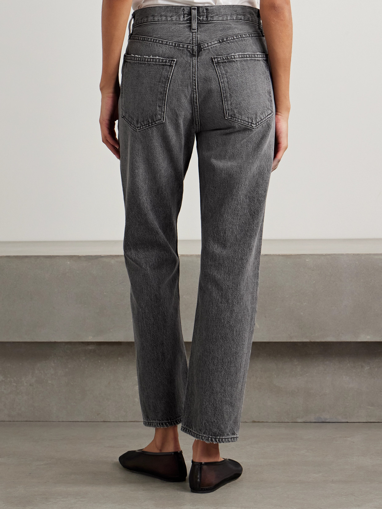 Agolde '90s Pinch Waist Cropped High-rise Straight-leg Jeans In Black