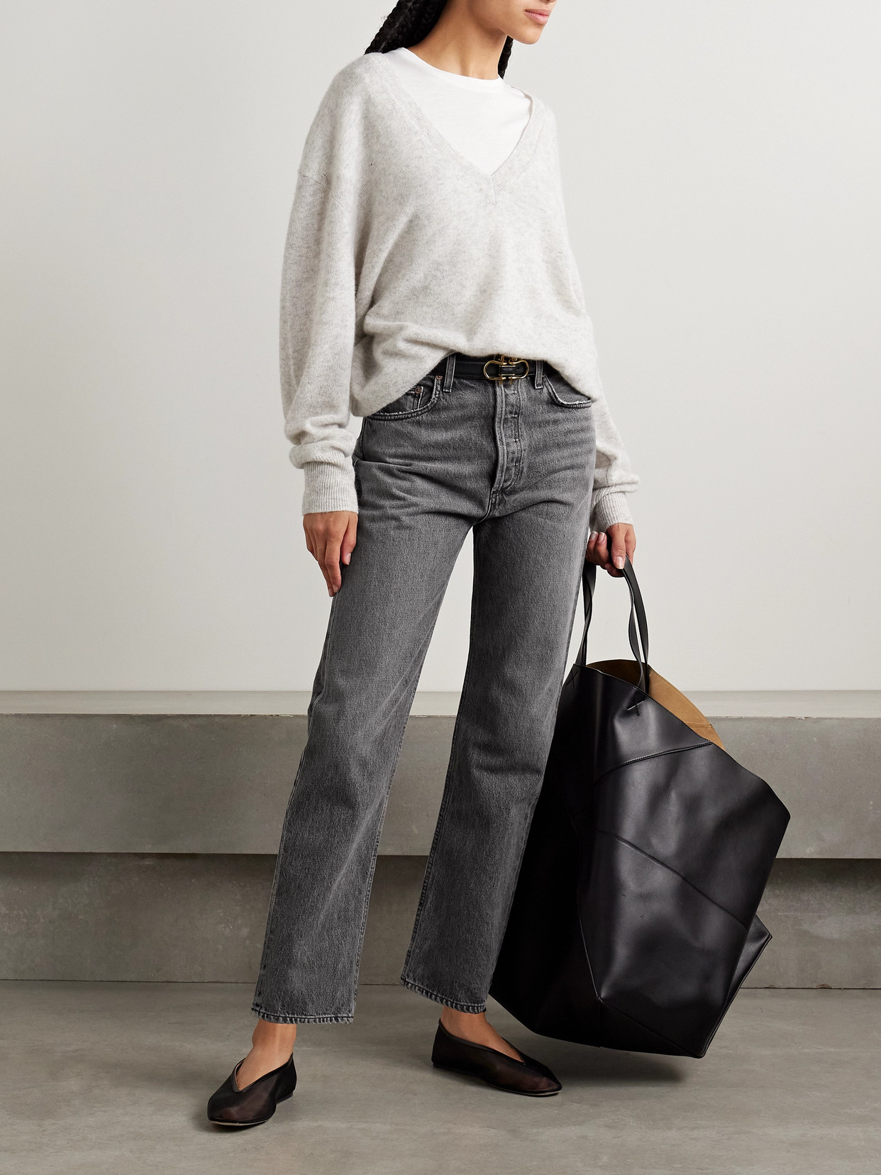 Agolde '90s Pinch Waist Cropped High-rise Straight-leg Jeans In Black