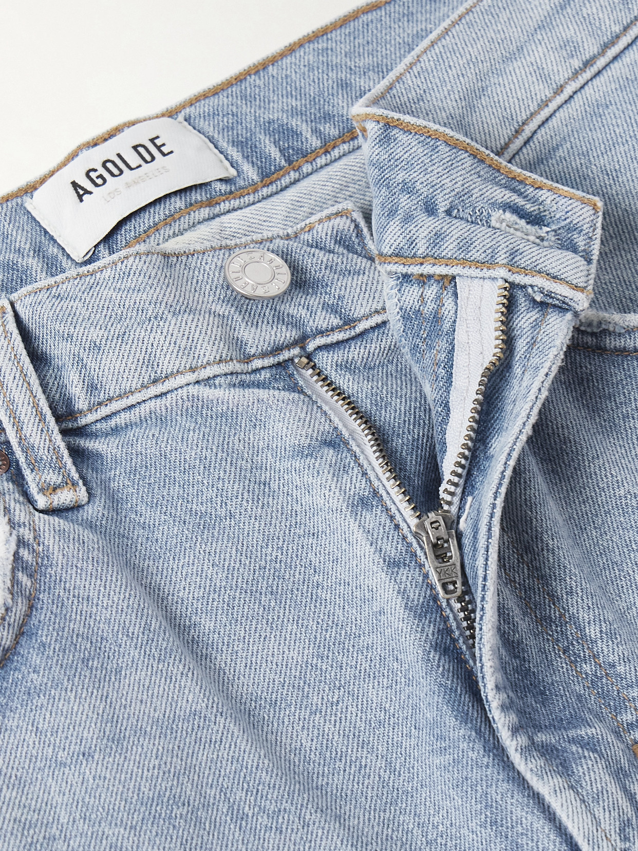 Agolde Marbled Fran Low Slung Straight Jeans In Blue