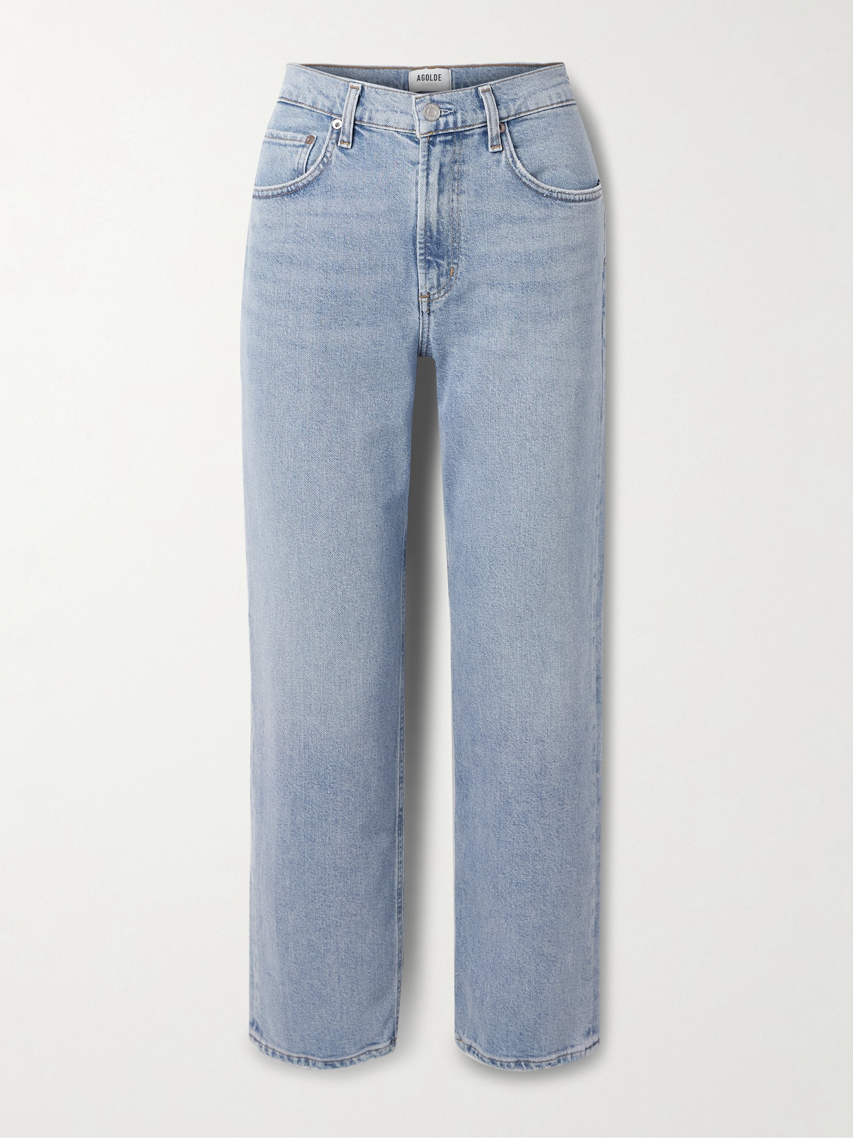 Agolde Marbled Fran Low Slung Straight Jeans In Blue