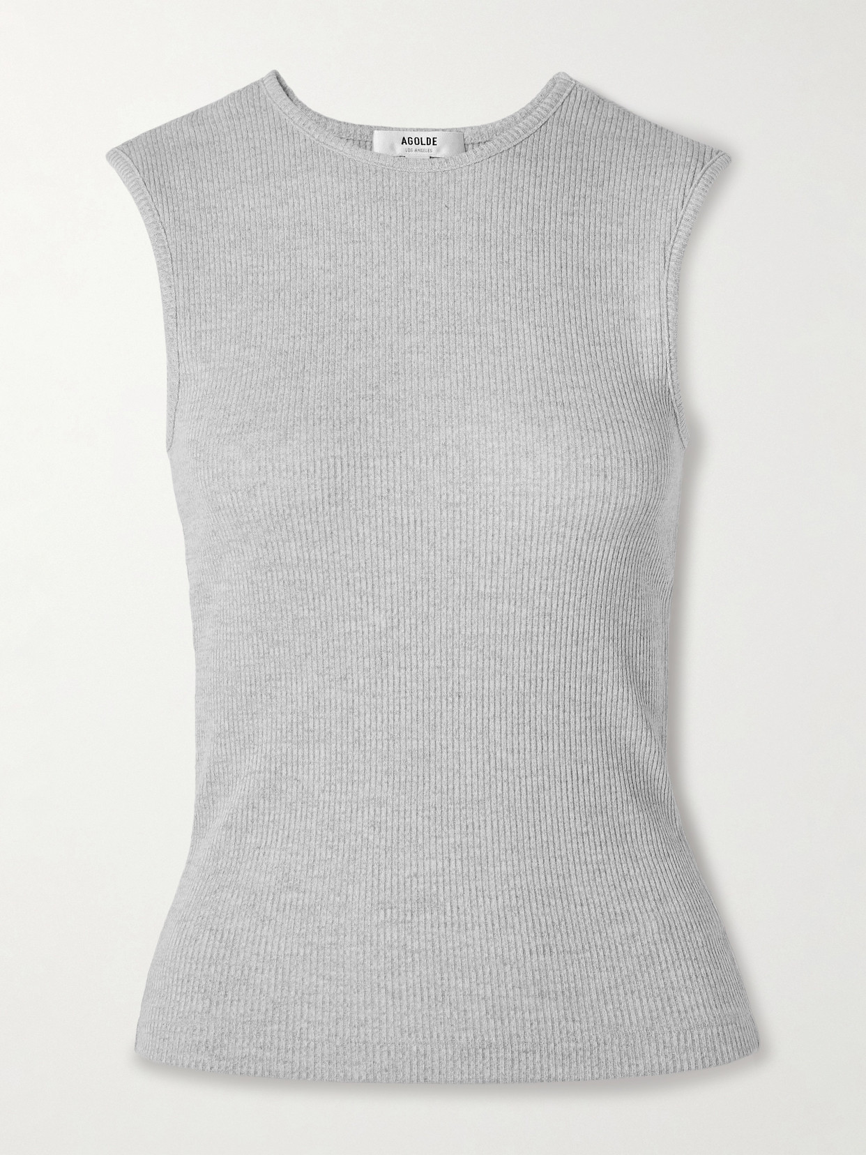 Agolde Binx Ribbed Jersey Tank In Gray