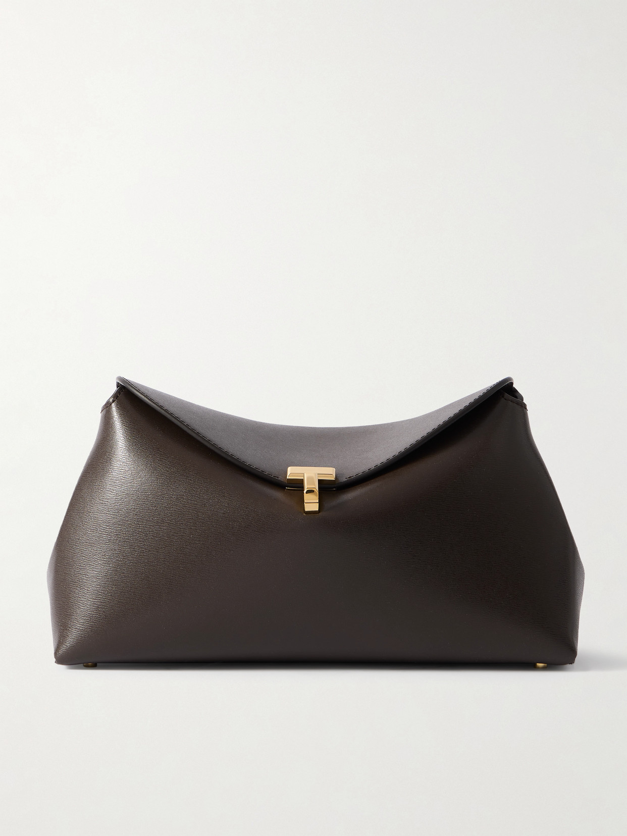 Totême T-lock Textured-leather Clutch In Brown