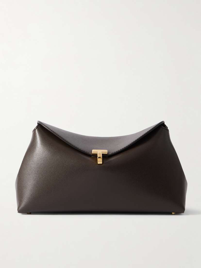 TOTEME T-lock Textured-leather Clutch