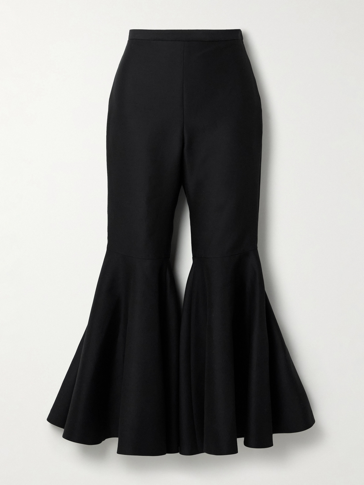 Salon 1884 Catullo Cropped Cotton And Silk-blend Flared Pants In Black