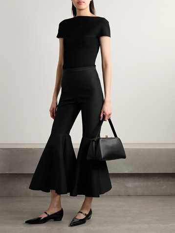 Salon 1884 Catullo cropped cotton and silk-blend flared pants