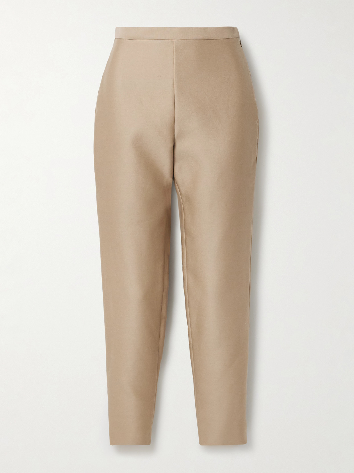 Salon 1884 Laconi Cotton And Silk-blend Tapered Trousers In Neutrals