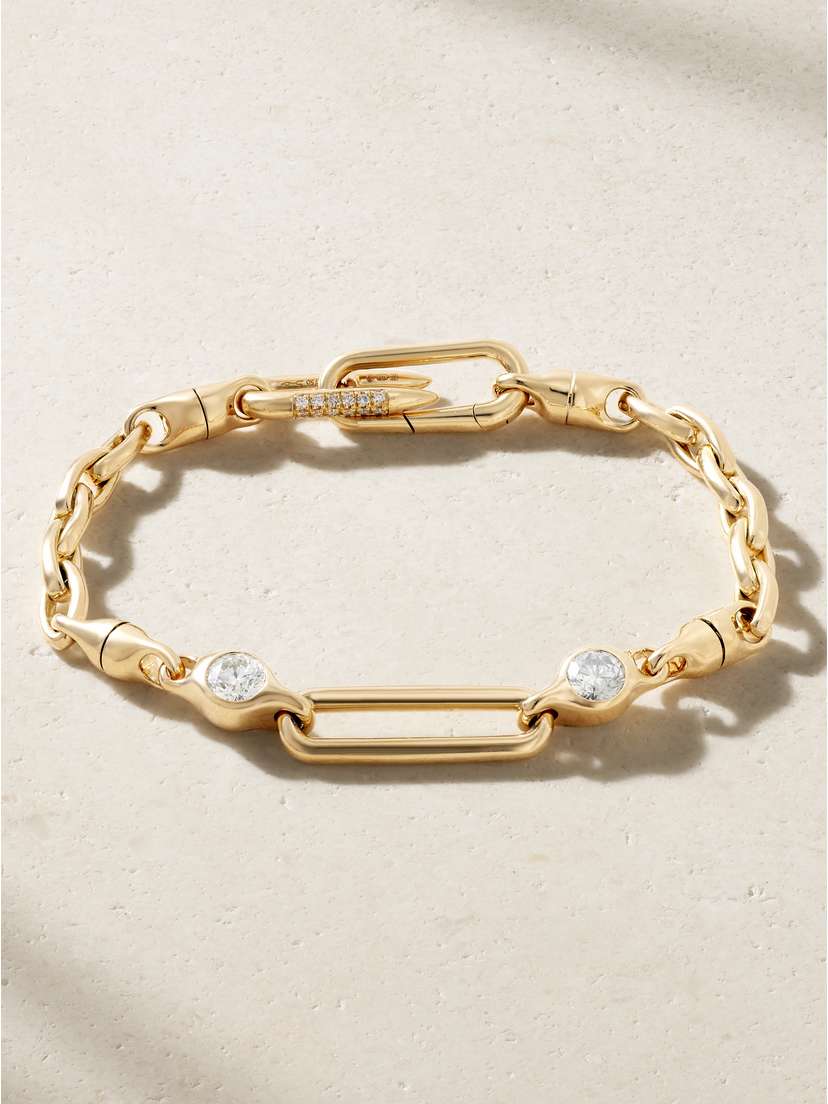 Uniform Object Hinge 18-karat Gold Diamond Bracelet