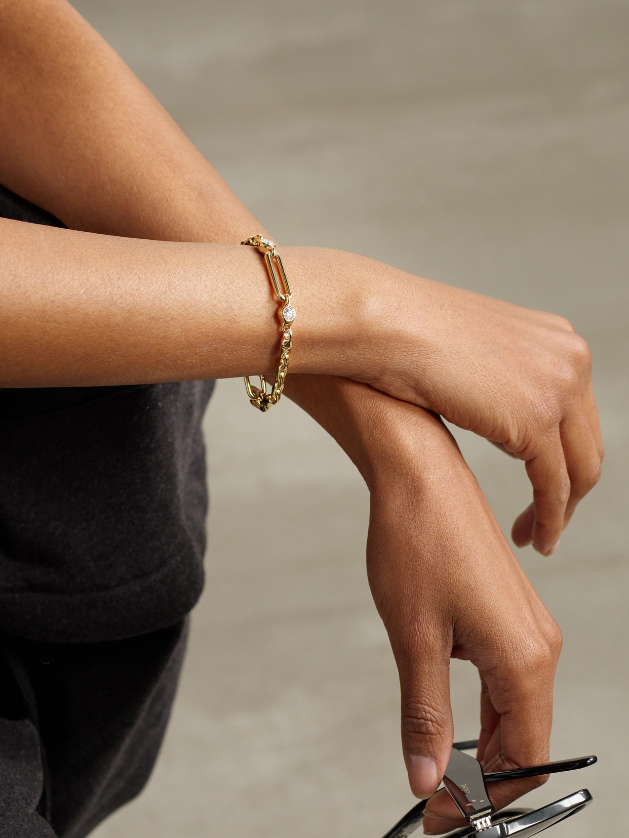 Uniform Object Hinge 18-karat Gold Diamond Bracelet In Gold