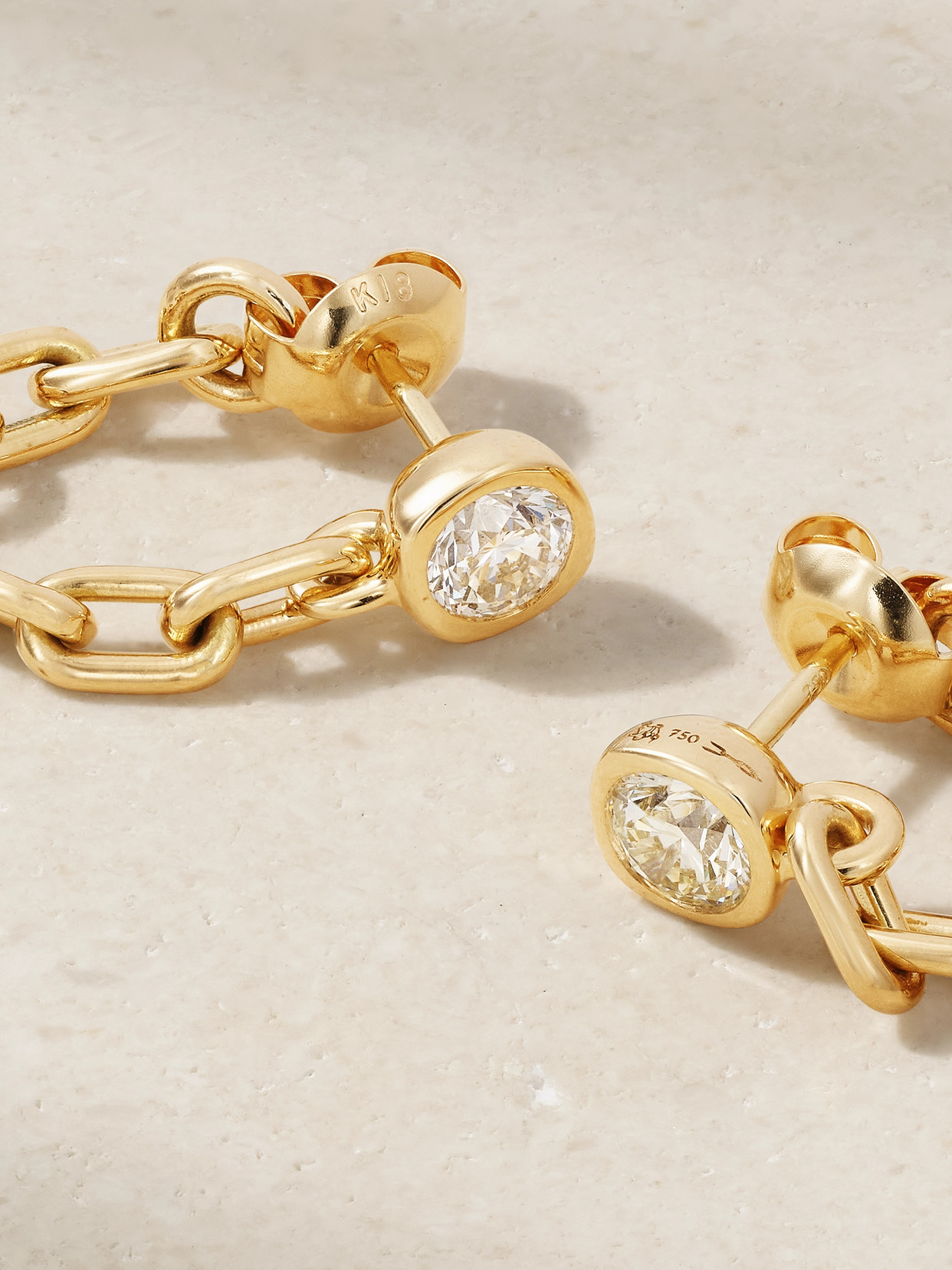 Uniform Object Chain 18-karat Gold Diamond Earrings In Gold