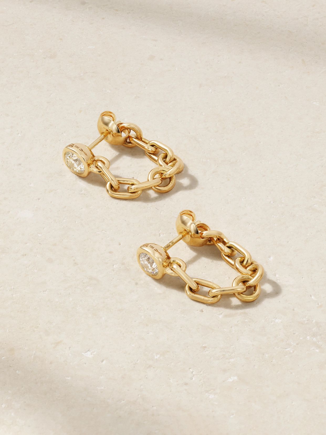 Uniform Object - Chain 18-karat Gold Diamond Earrings - One size