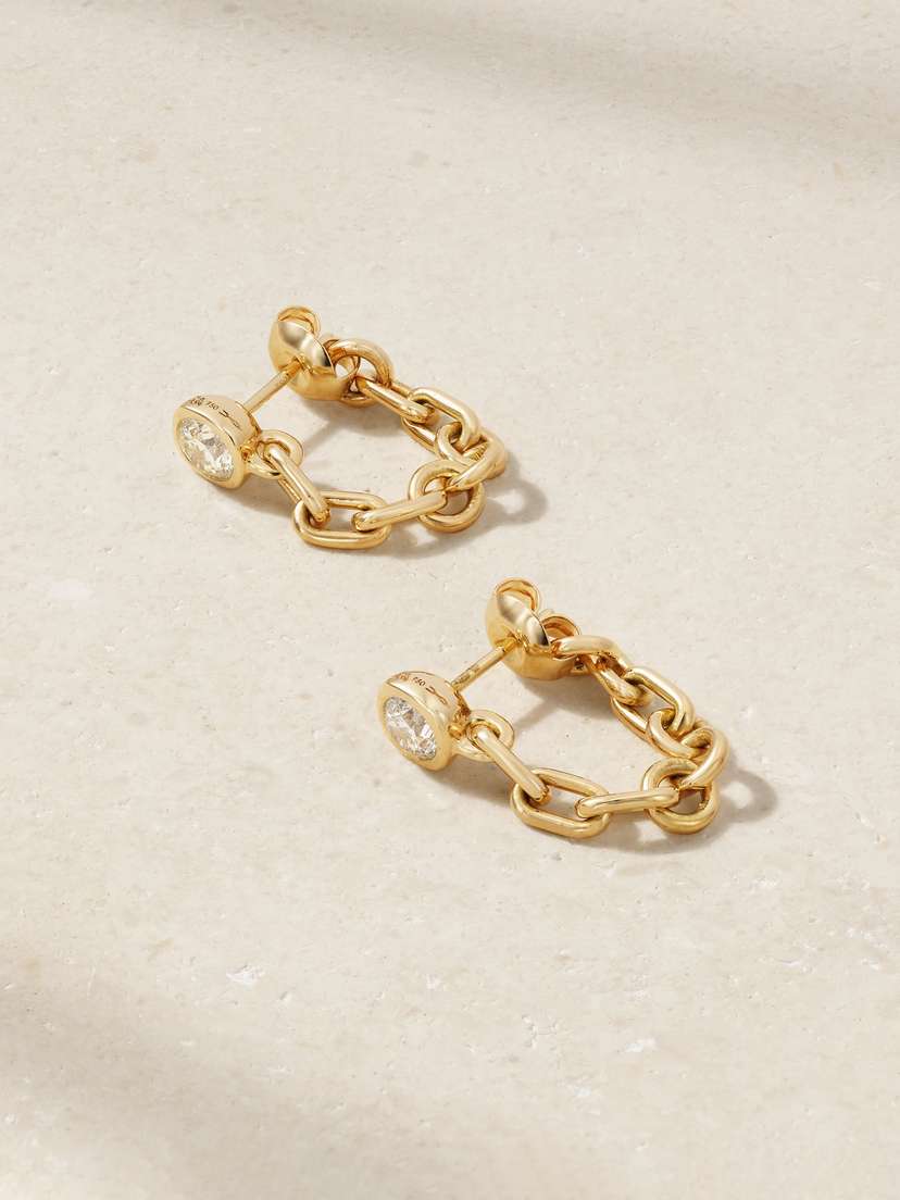 Uniform Object Chain 18-karat Gold Diamond Earrings
