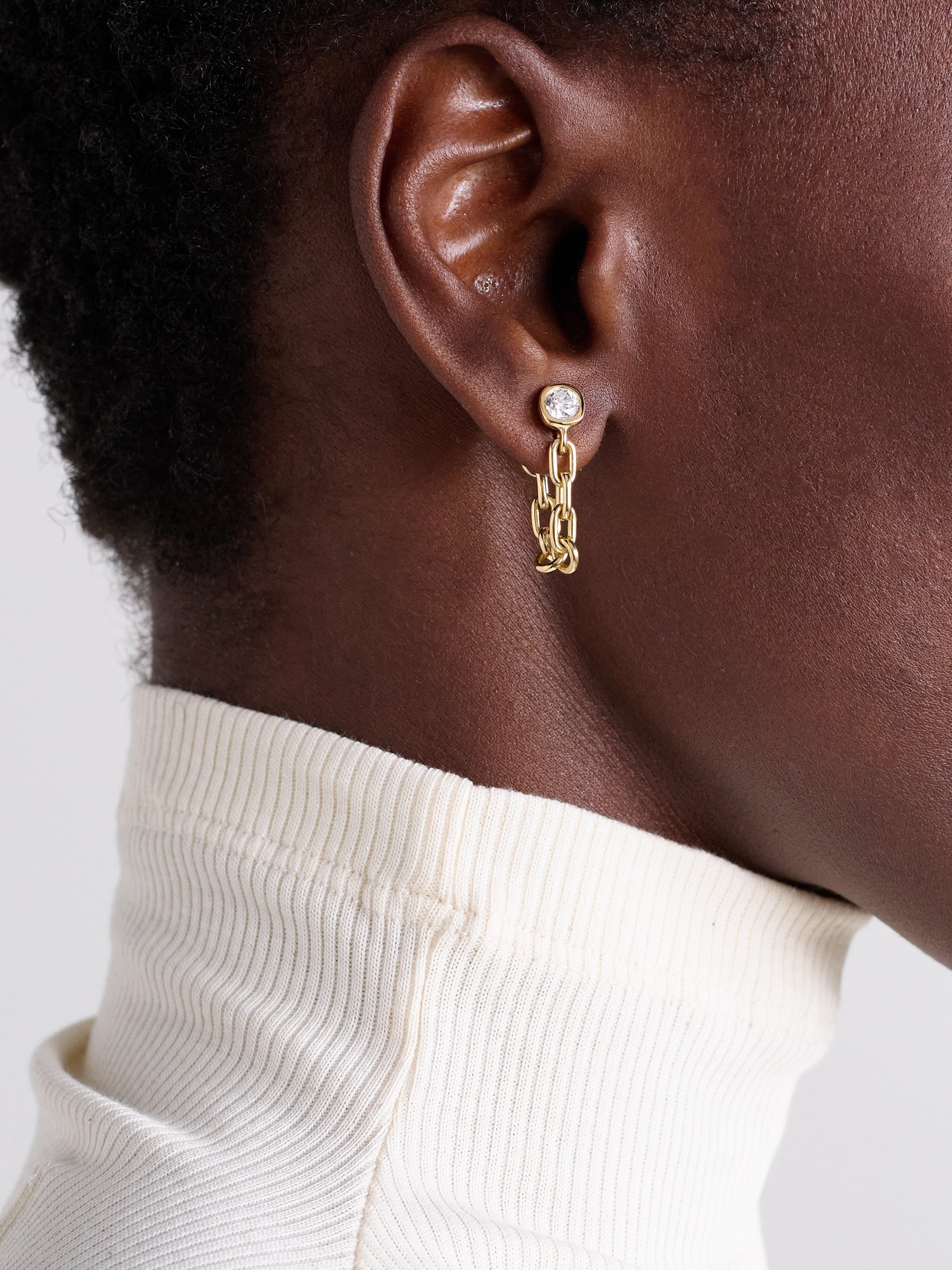 Uniform Object Chain 18-karat Gold Diamond Earrings In Gold