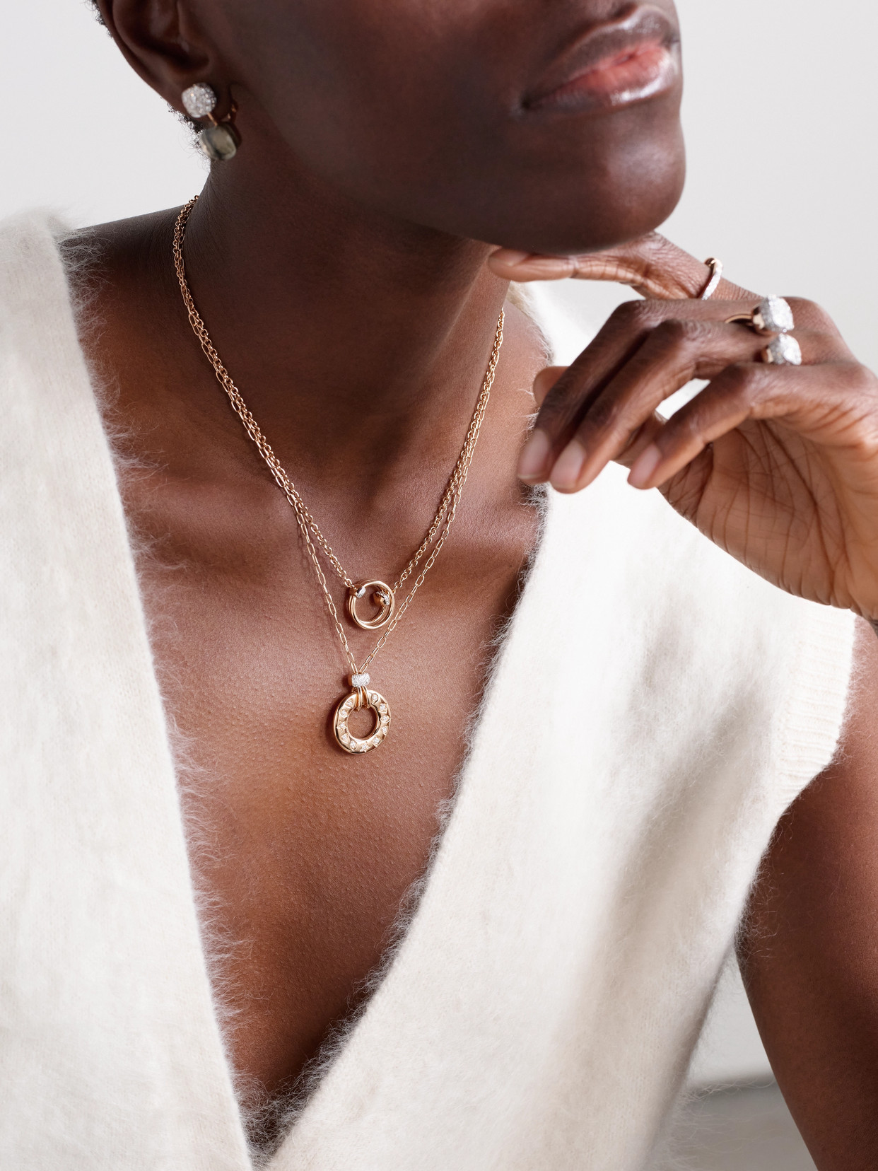Pomellato Together 18-karat Rose Gold, Rhodium-plated And Diamond Necklace In Gold