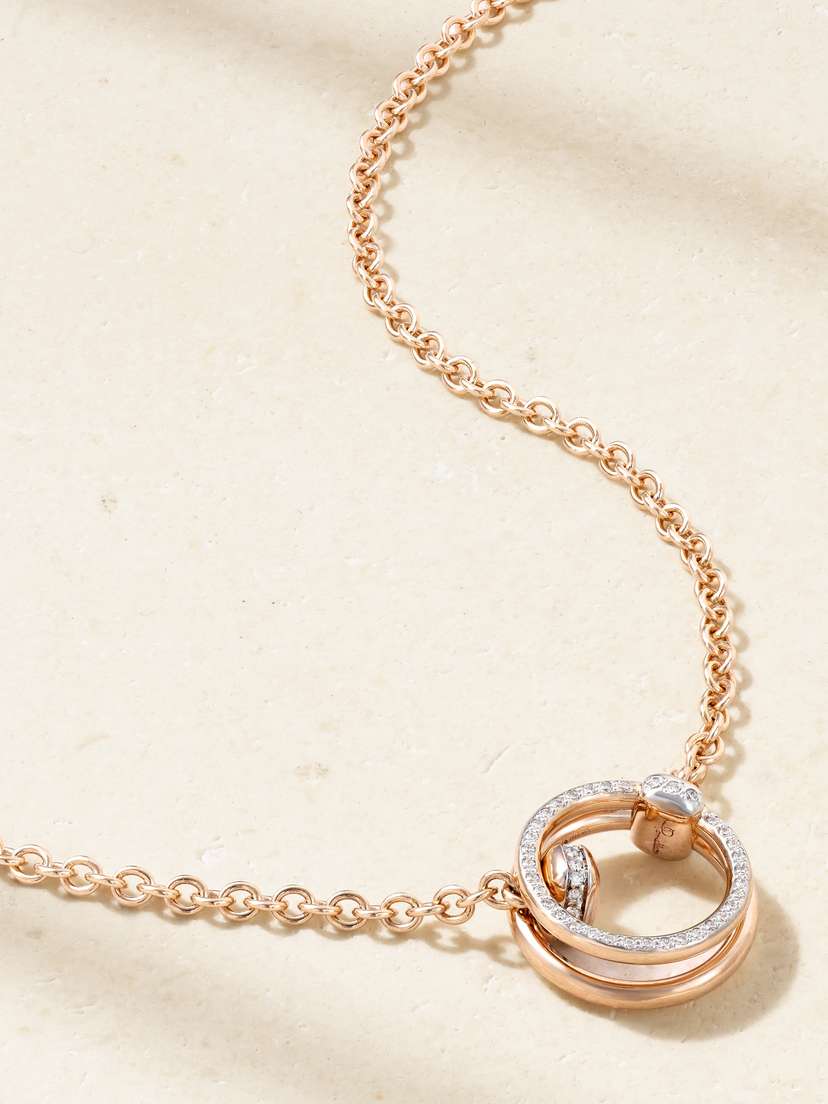 Pomellato Together 18-karat Rose Gold, Rhodium-plated And Diamond Necklace
