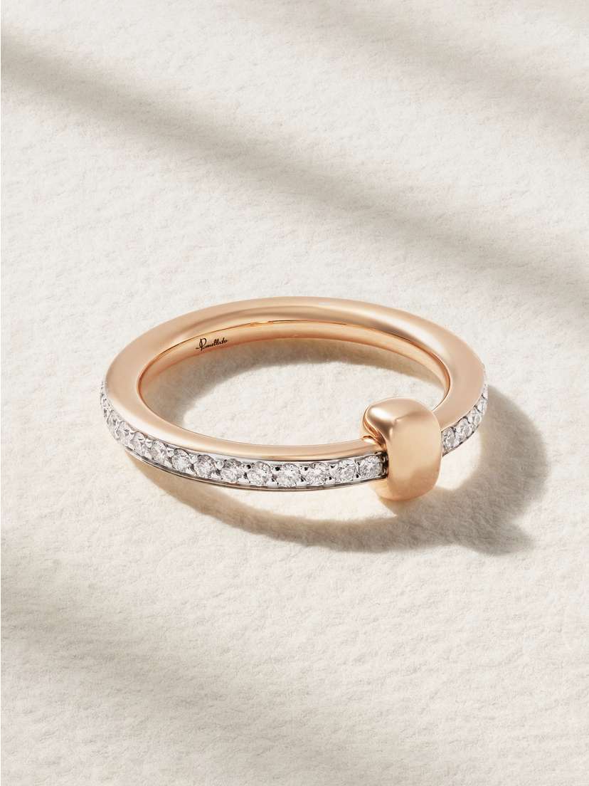 Pomellato Together 18-karat Rose Gold, Rhodium-plated And Diamond Ring