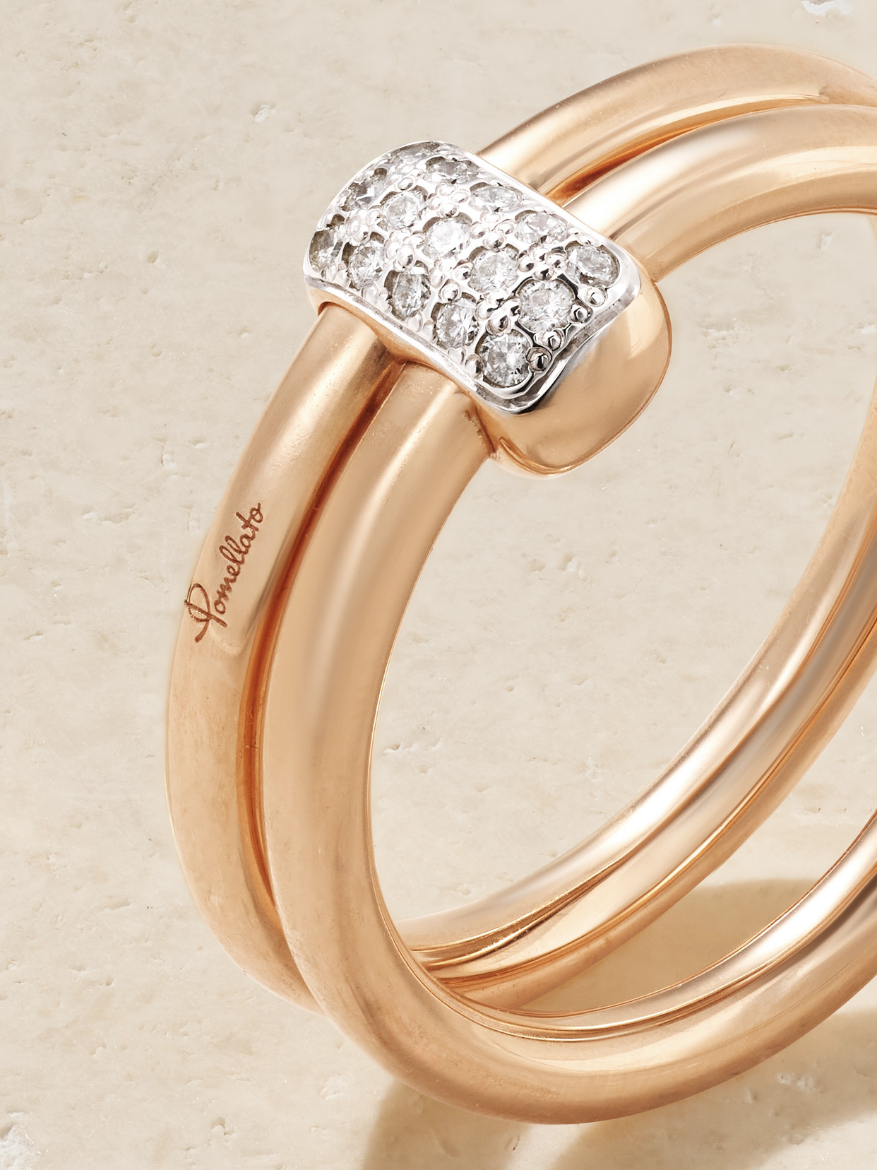 Pomellato Together 18-karat Rose Gold, Rhodium-plated And Diamond Ring In Gold
