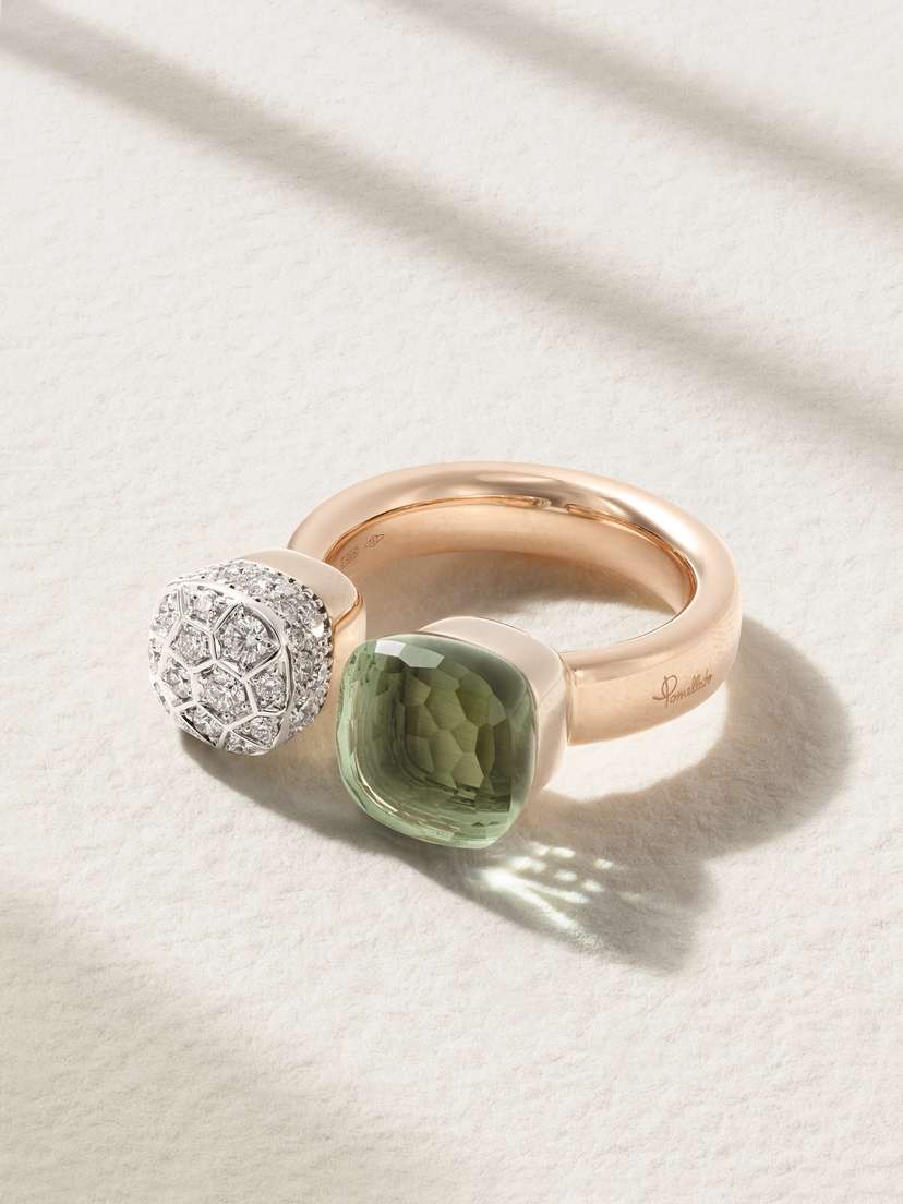 Pomellato Nudo 18-karat Rose And White Gold, Prasiolite And Diamond Ring