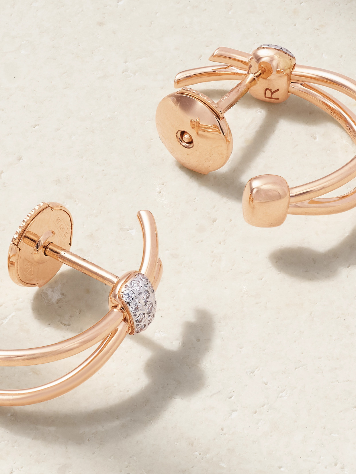 Pomellato Together White Rhodium-plated And 18-karat Rose Gold Diamond Earrings In Rose Gold
