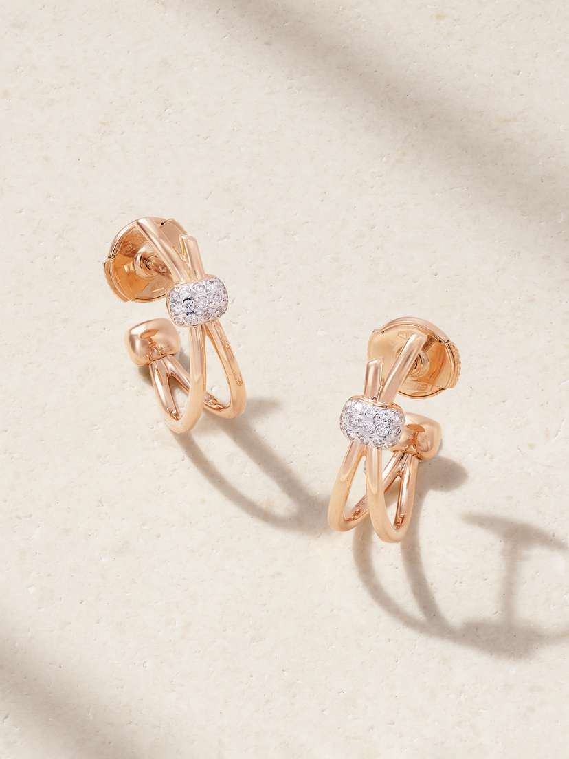 Pomellato Together White Rhodium-plated And 18-karat Rose Gold Diamond Earrings