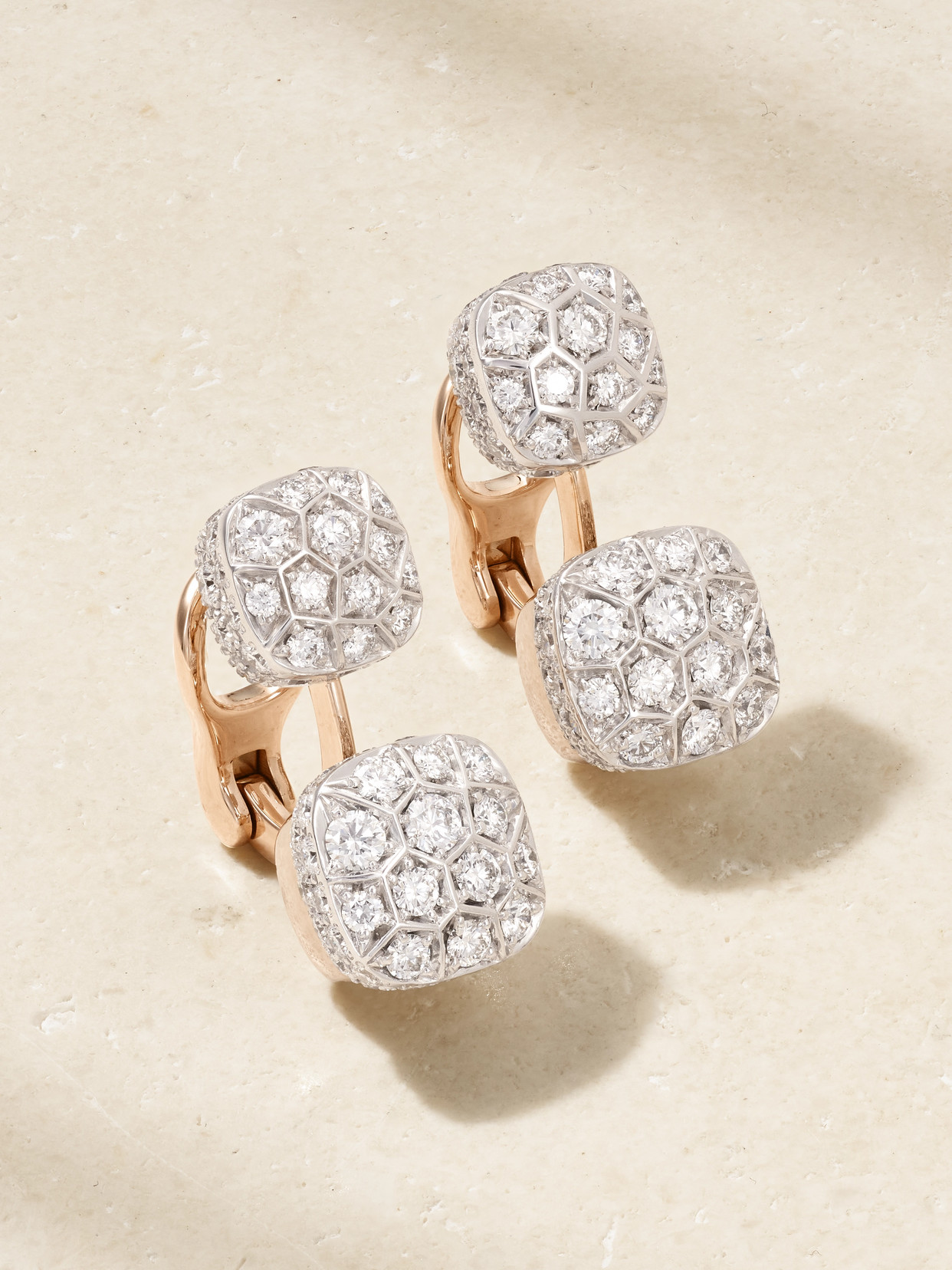 Pomellato Nudo 18-karat Rose And White Gold Diamond Earrings In Silver