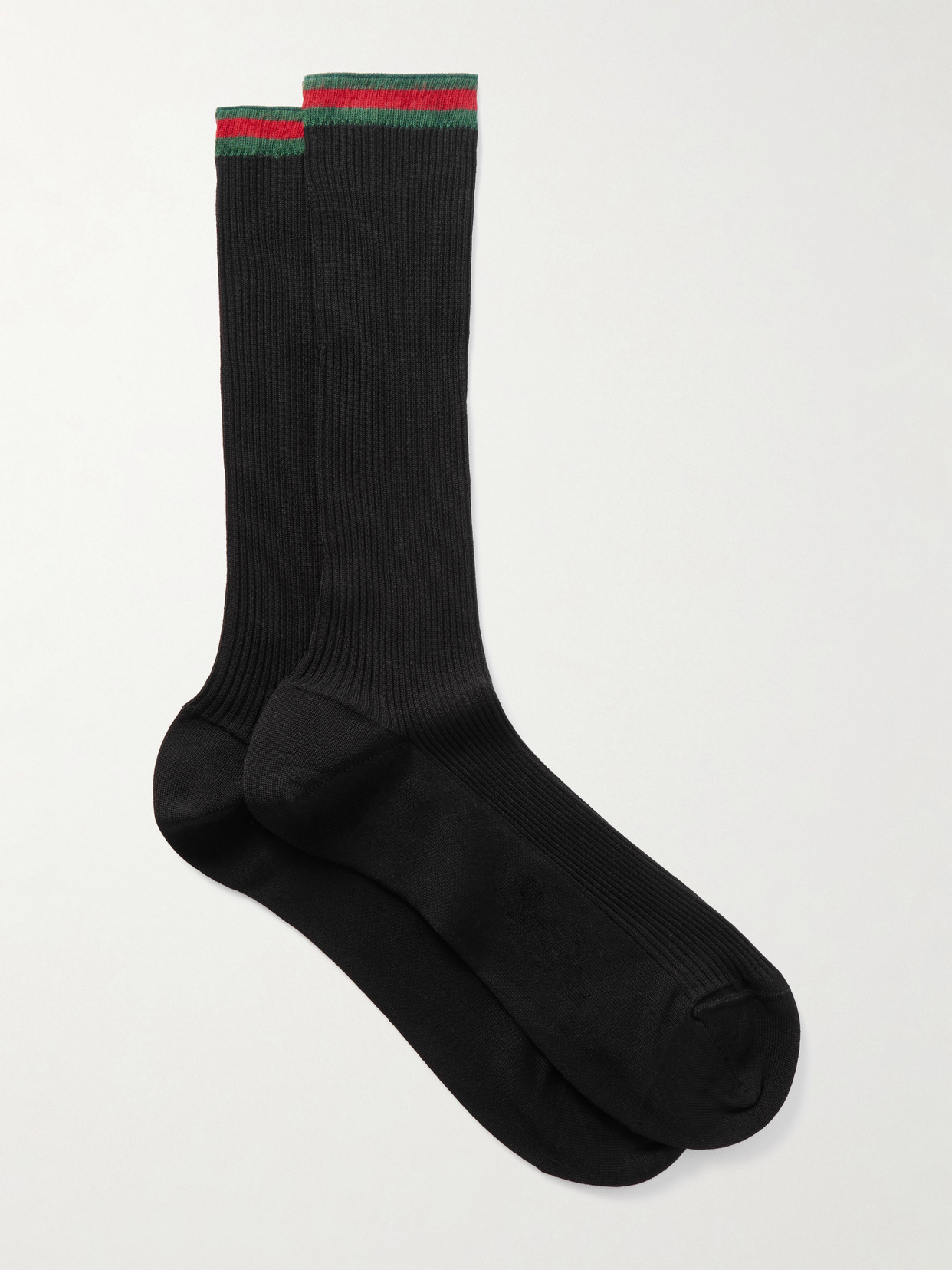 Gucci Striped Ribbed Cotton-jersey Socks In Black