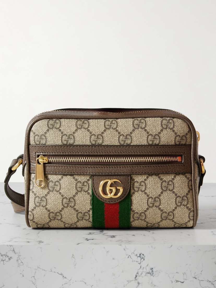 Gucci Ophidia Mini Leather-trimmed Printed Coated Cotton-canvas Shoulder Bag