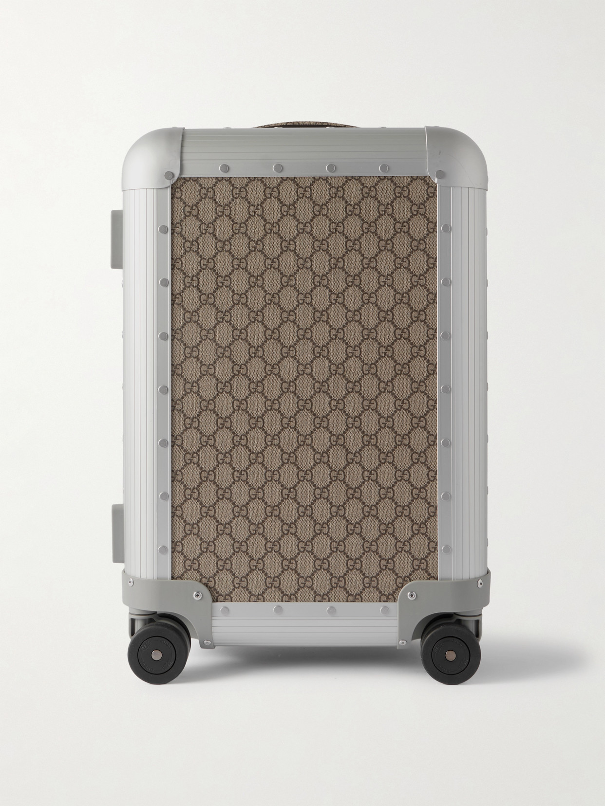 Gucci + Fpm Milano Monogrammed Coated-canvas And Aluminum Suitcase In Silver