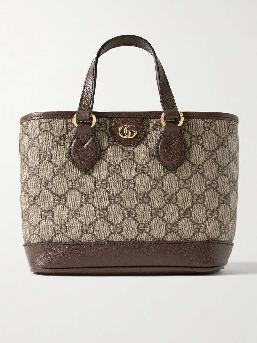 Gucci Ophidia Mini Embellished Leather-trimmed Printed Coated-canvas Tote