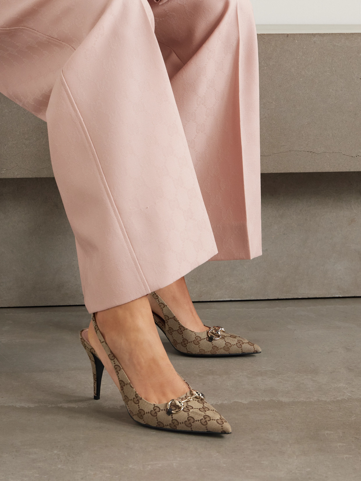 Erin Horsebit-Detailed Canvas-Jacquard Slingback