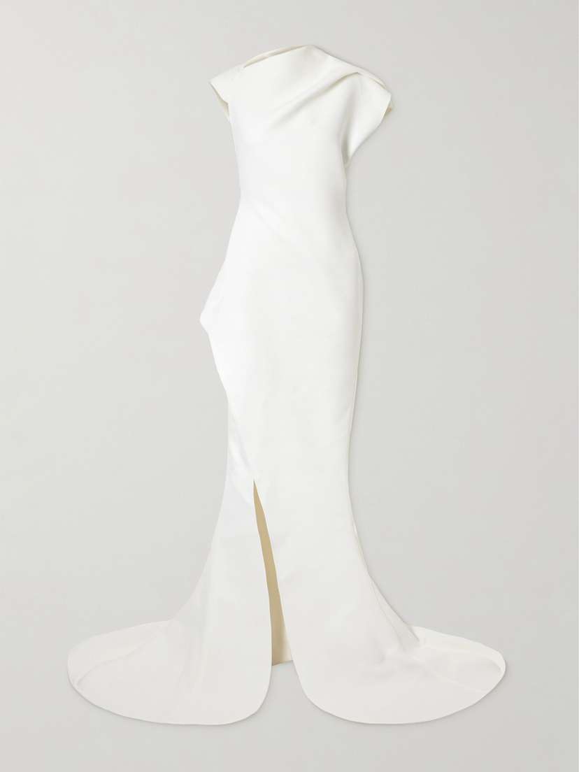 Maticevski Victoire Asymmetric Gathered Crepe Gown