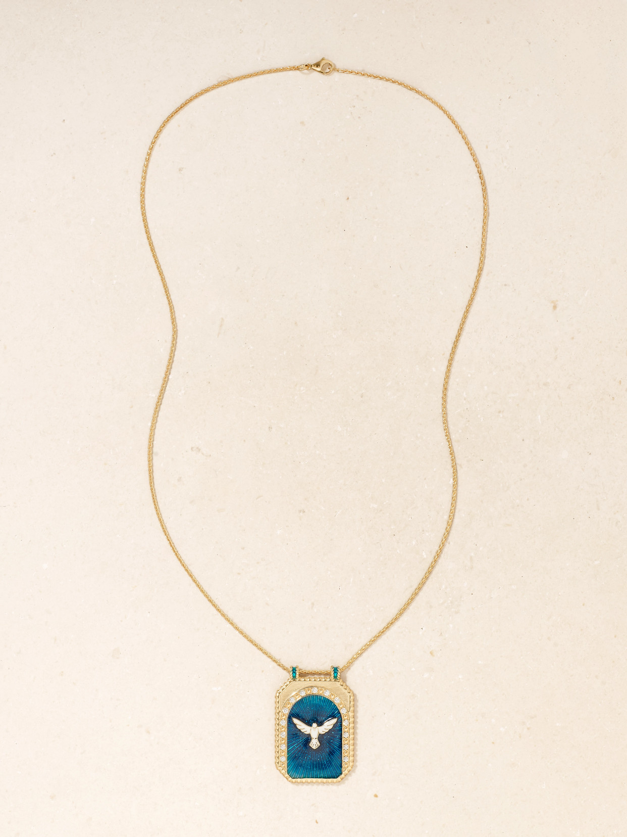 MARIE LICHTENBERG PEACE SCAPULAR 18-KARAT GOLD, DIAMOND AND ENAMEL NECKLACE