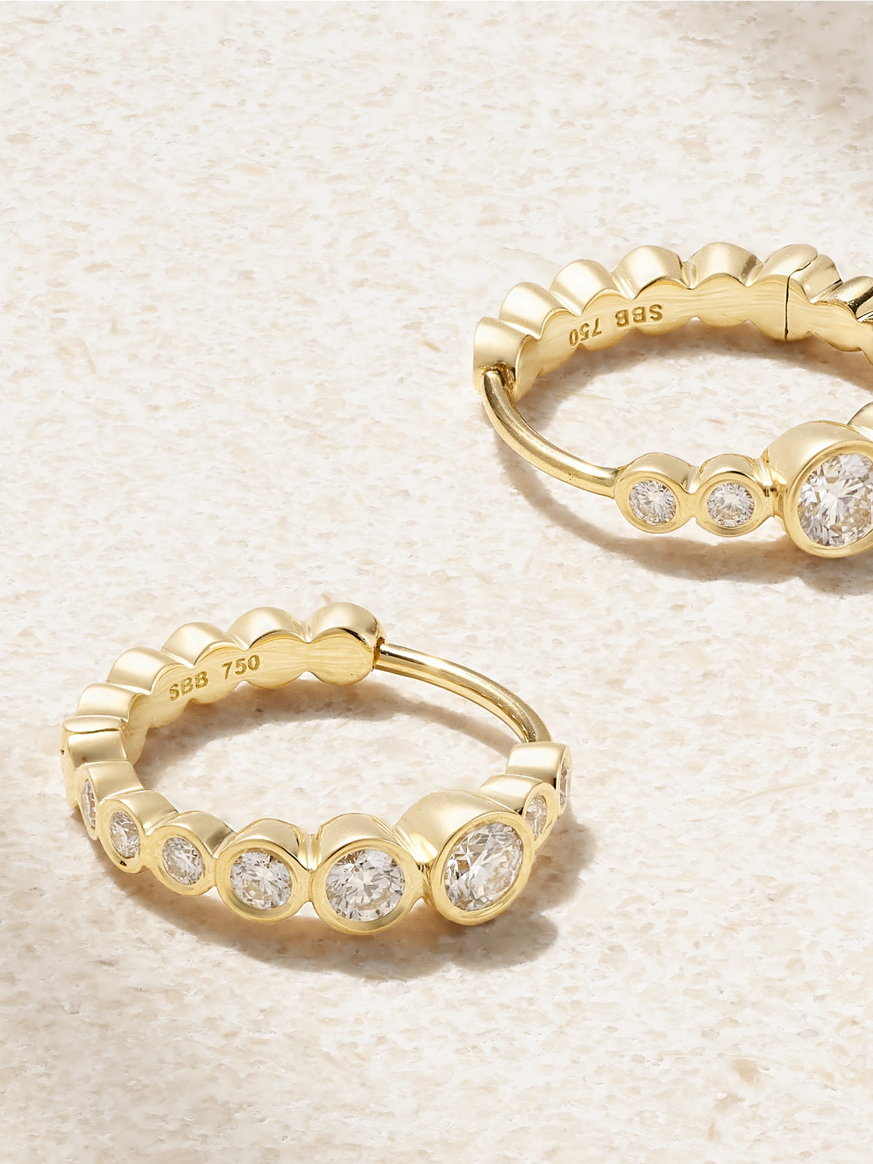 Shop Sophie Bille Brahe Petite Ensemble Daisy 18-karat Recycled Gold Diamond Hoop Earrings