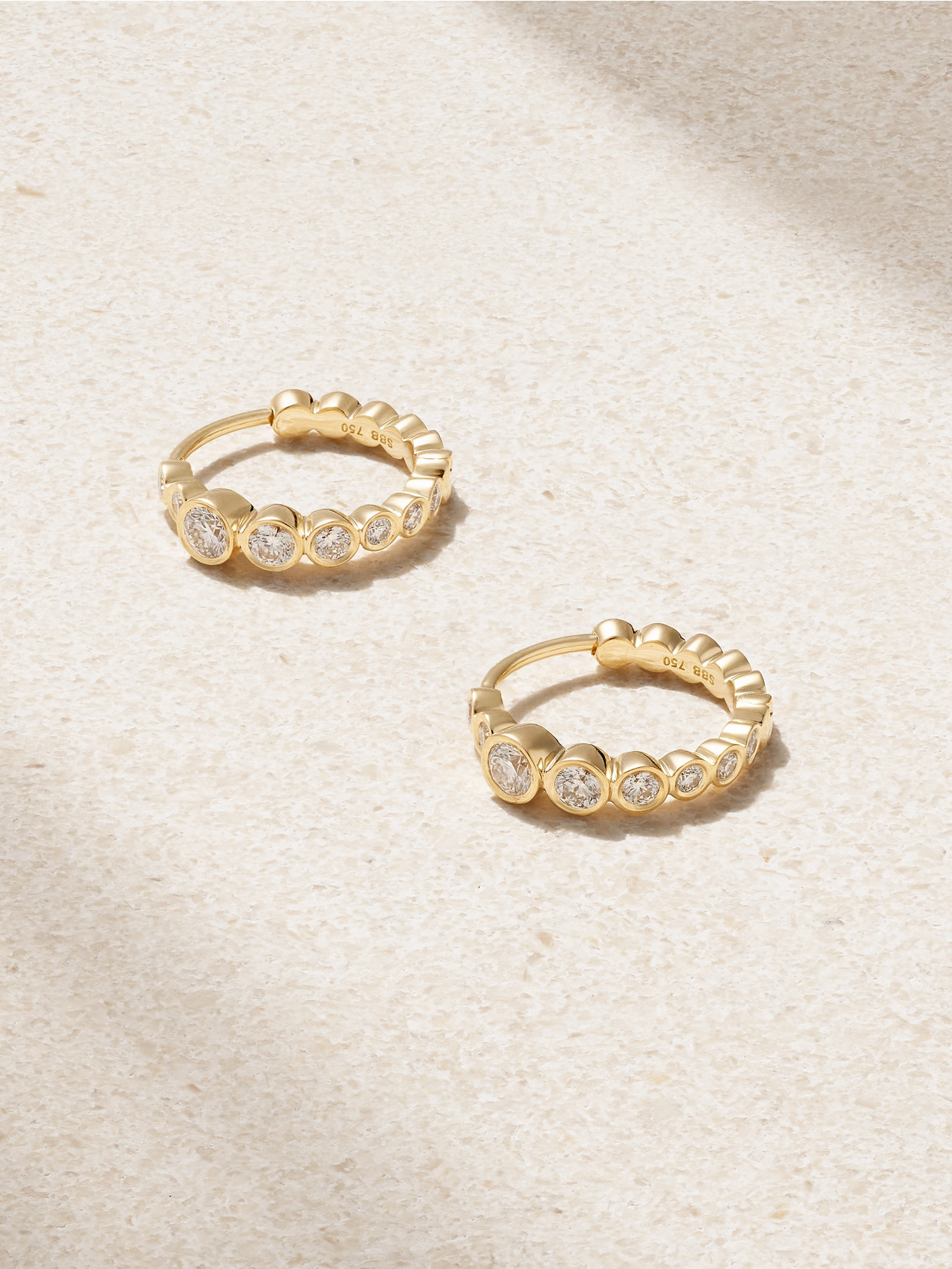 Sophie Bille Brahe Petite Ensemble Daisy 18-karat Recycled Gold Diamond Hoop Earrings