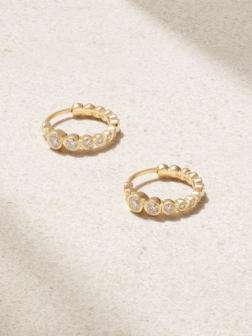 Sophie Bille Brahe Petite Ensemble Daisy 18-karat Recycled Gold Diamond Hoop Earrings