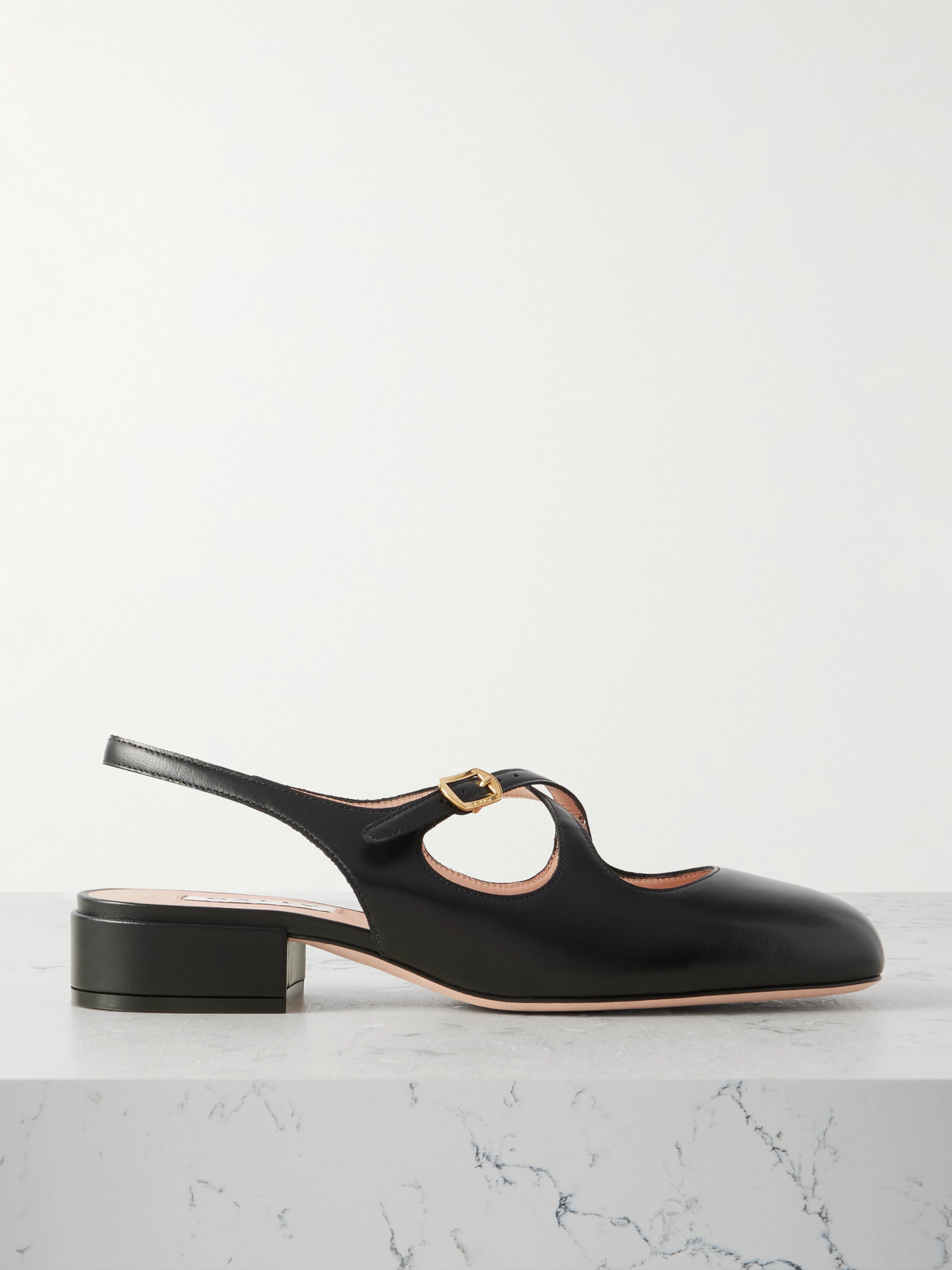 Bally Sandals Leather Slingback Square Toe In Black