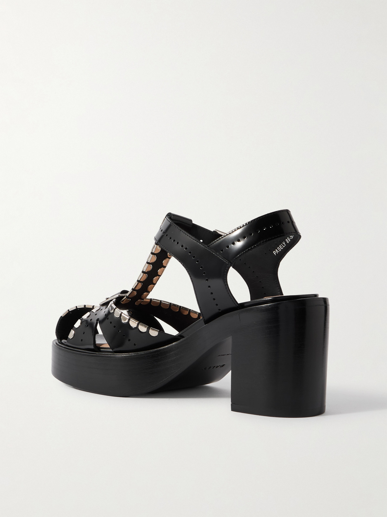 Pasely Perforated Studded Leather Platform Sandals