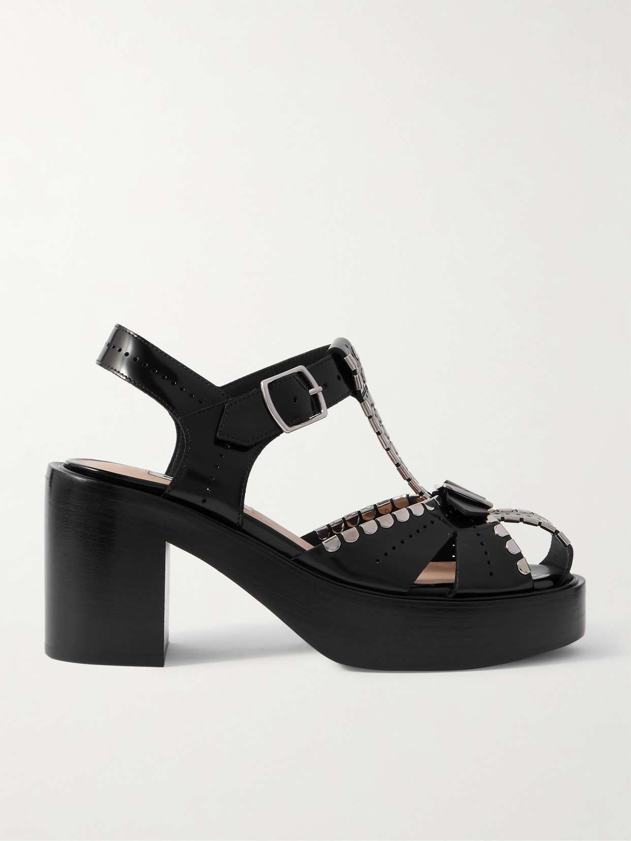 BALLY - Pasely Perforated Studded Leather Platform Sandals - Black