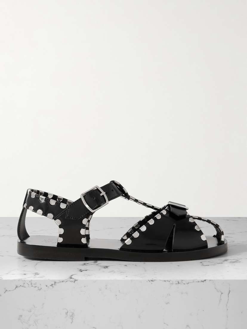 BALLY Pasely Studded Glossed-leather Sandals