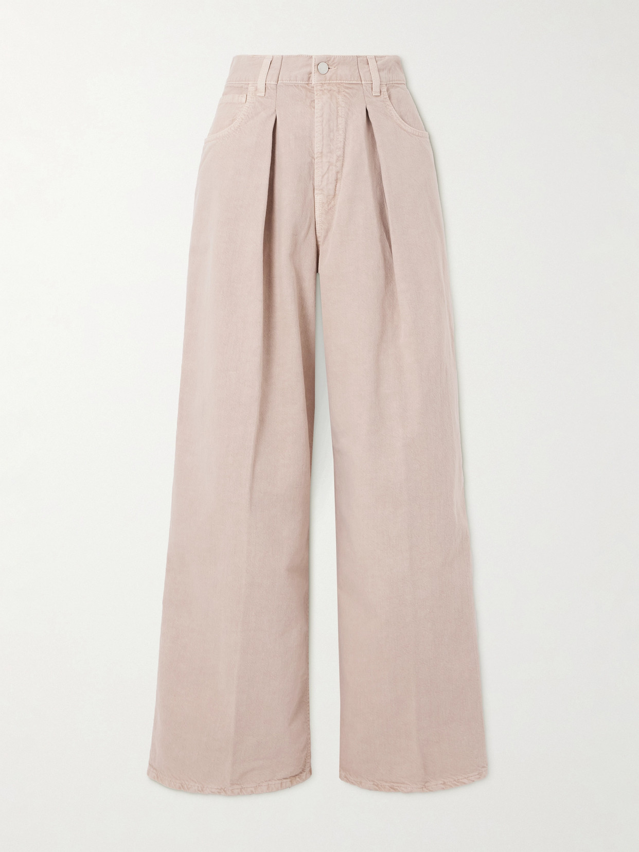 Haikure Candy Pleated Mid-rise Wide-leg Jeans In Pink